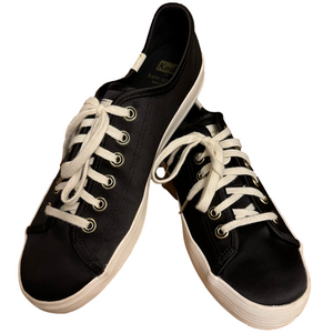 KATE SPADE ♠️ x Keds Black Satin Lace Up Sneakers Size 9.5